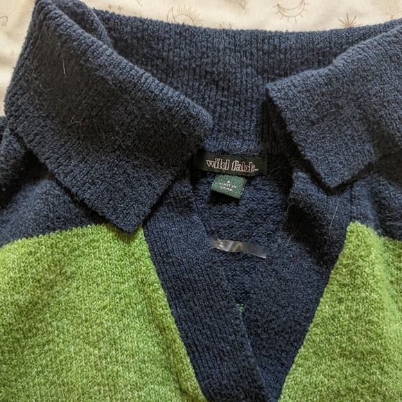Green and navy warm collared wild fable sweater - Picture 2 of 2